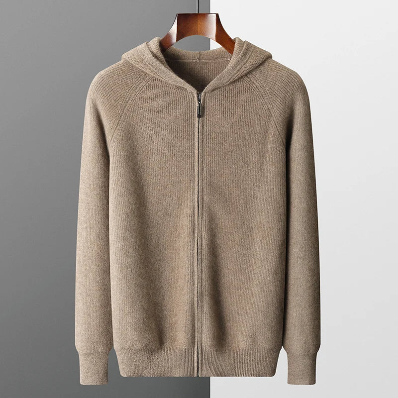 Merino Hooded Zip Sweater