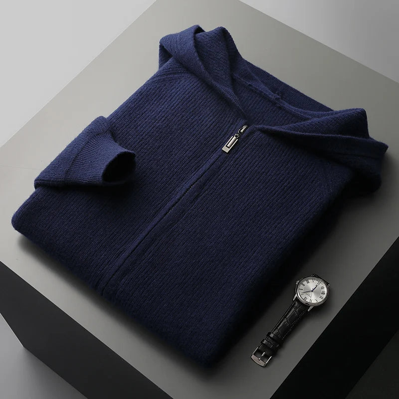 Merino Hooded Zip Sweater